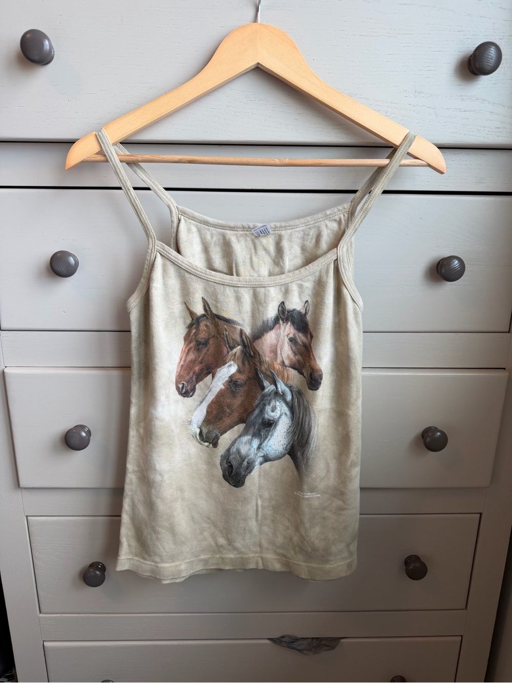 Vintage “The Mountain” Horse Graphic Beige Tank Top